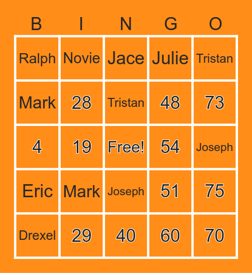Mobingo and Friends Bingo Card