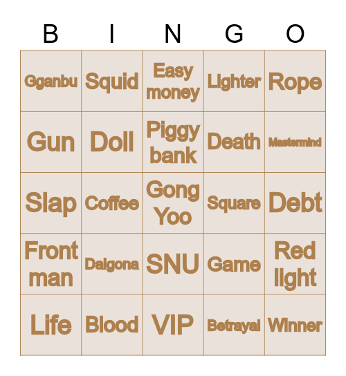 #FASquidGamesAndChill2021 Bingo Card