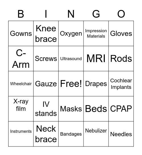 Medical Sales Reps Bingo Card