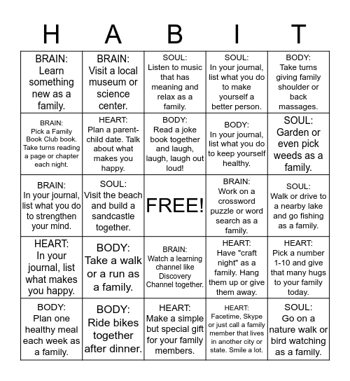 #7 Sharpen the Saw Bingo Card