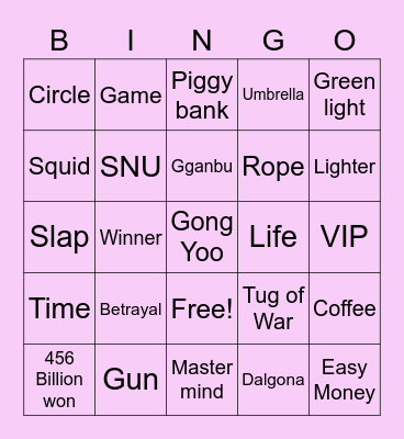 #FASquidGamesandChill2021 Bingo Card