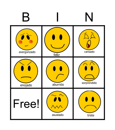Bingo las Emociones Bingo Card