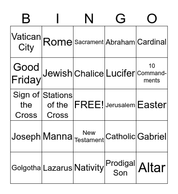 7th & 8th Grade Last Class Bingo Card