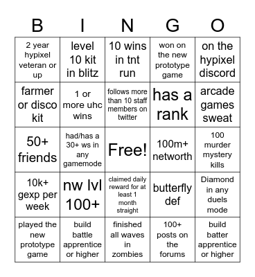 hypixel Bingo Card