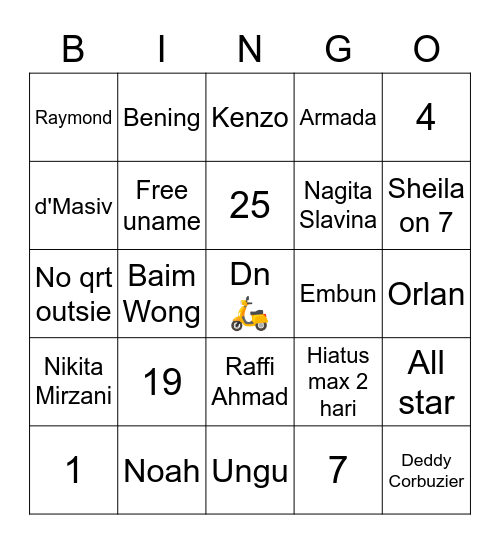 Bingo w/ Kila Bingo Card