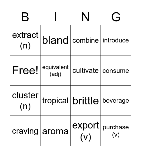 Wordly Wise Lesson 2 Bingo Card