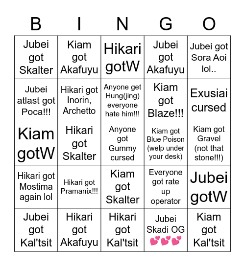 Roll Session Under Thicc Bingo Card
