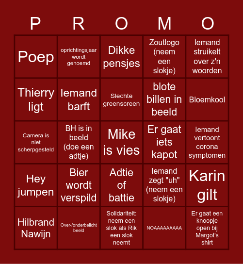 Promobingo 2021 Bingo Card