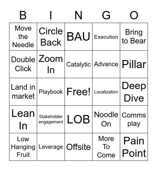 LINGO BINGO Card