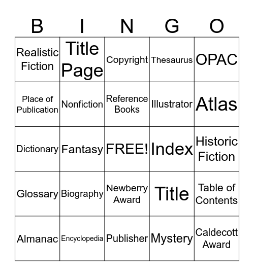 Library Bingo Review Bingo Card