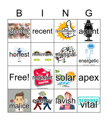 Spelling Words #6 Bingo Card