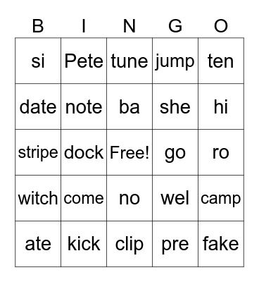 Closed, Open, VCe Bingo Card