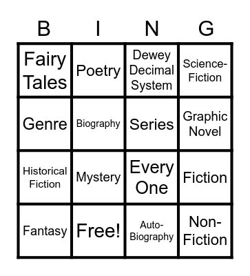 Library Genre Bingo! Bingo Card