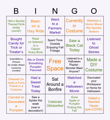 Holler-Ween Bingo! Bingo Card