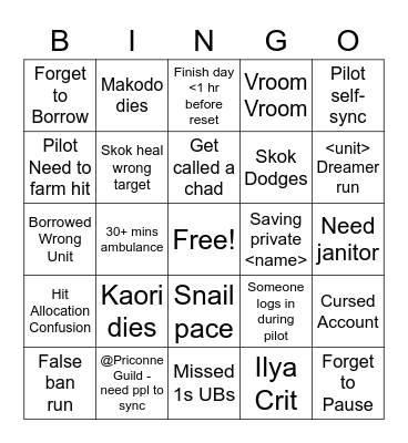 October CB Day 2 Bingo Card
