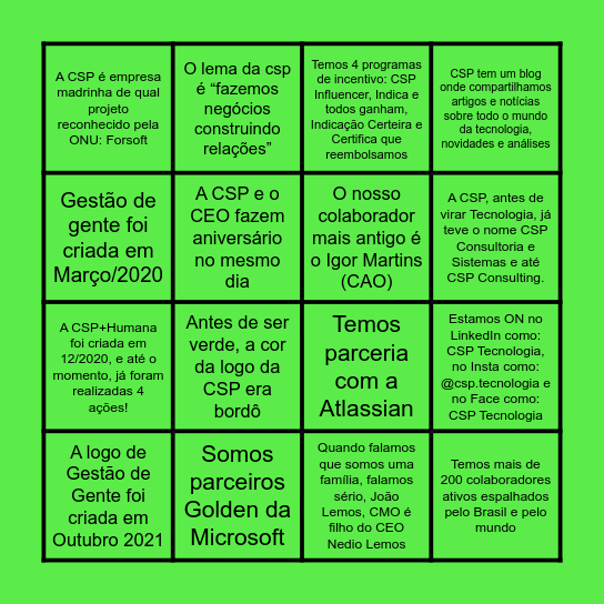 Aniversário CSP Bingo Card