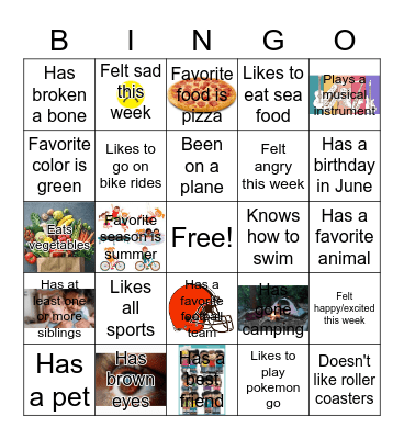 Getting to Know You Bingo Card