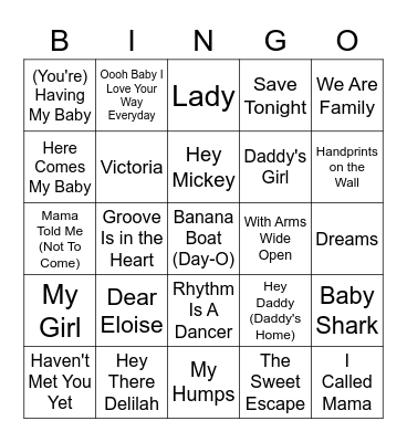 Tori & Mick Baby Shower Bingo Fun Bingo Card