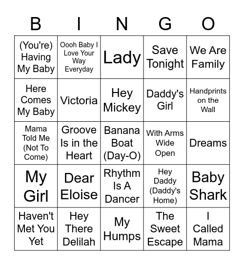 Tori & Mick Baby Shower Bingo Fun Bingo Card