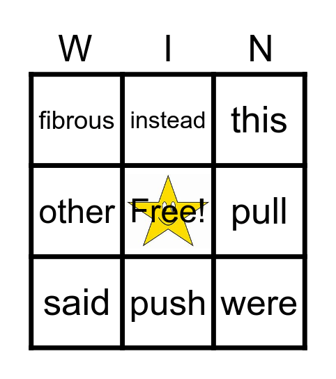 I CAN READ MY WORDS Bingo Card