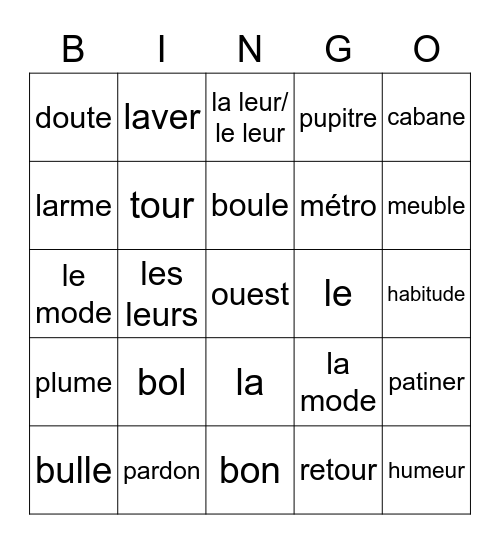 Liste 1 Bingo Card