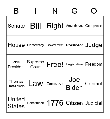 Government Bingo Card