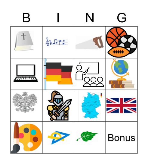 Schulfächer -  Polnisch Bingo Card
