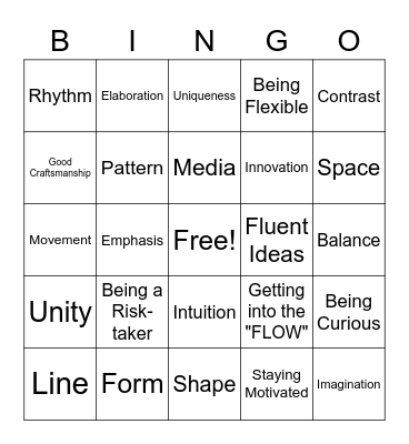 Graphic Arts Bingo! Bingo Card