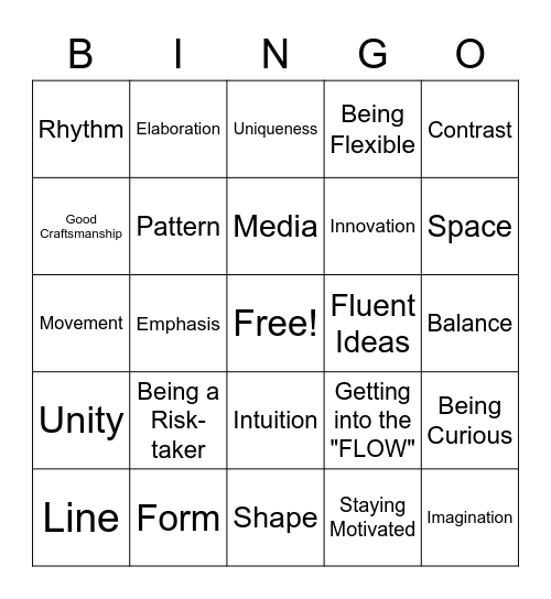 Graphic Arts Bingo! Bingo Card