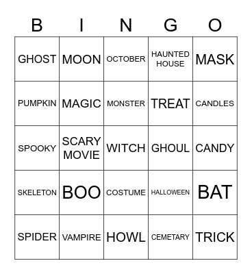 Halloween Bingo Card