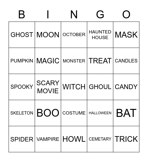 Halloween Bingo Card