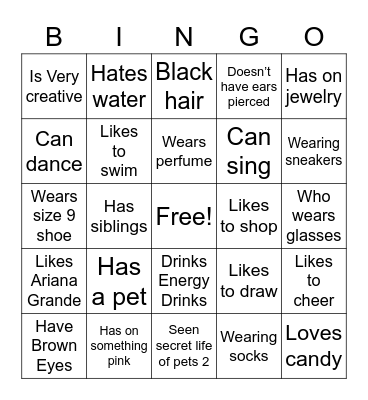 Get to know! Bingo Card