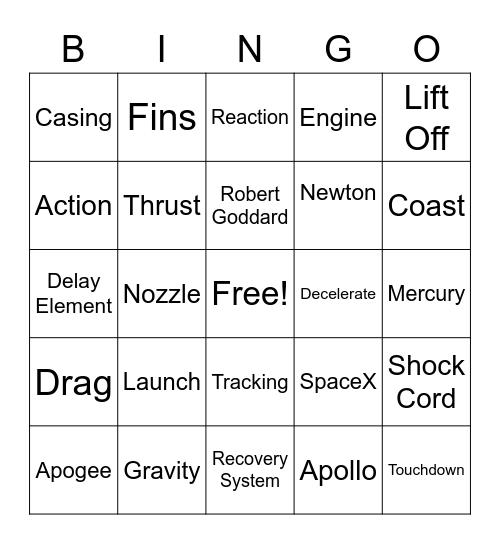 ROCKET BINGO Card
