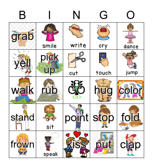 Action Verbs Bingo Card