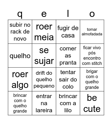 quelho Bingo Card