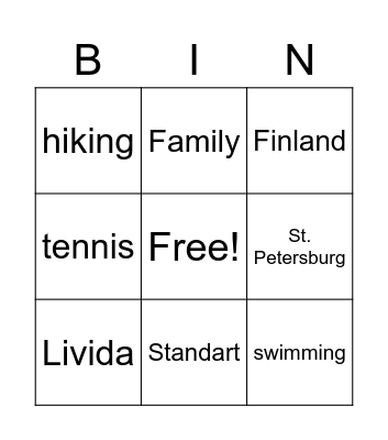 Anastasia's Albulm Bingo Card