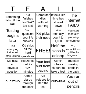Questioning your life (aka testing) Bingo Card