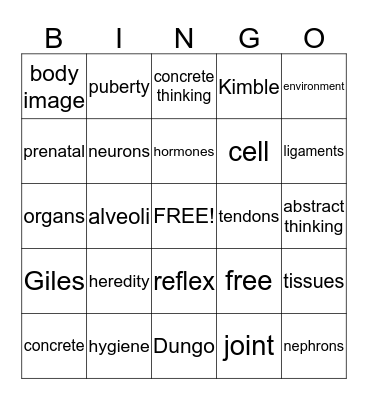 Ch 1 & 9 Bingo Card