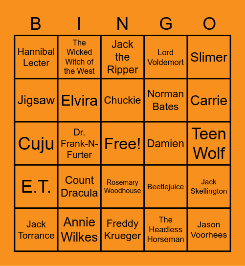 HAPPY HALLOWEEN Bingo Card