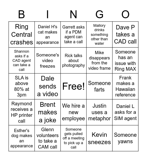 Support Summit 2021 Bingo Card