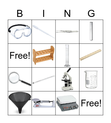 Lab Equipment Bingo Card