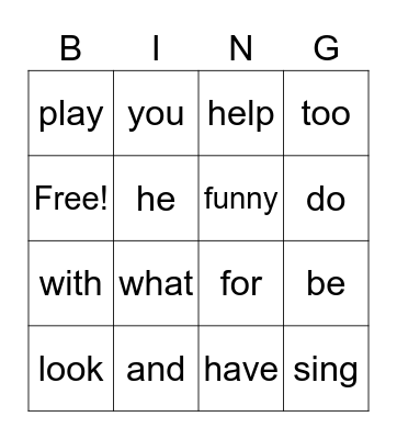 Grade 1 High Frequency Lessons 1-3 Bingo Card