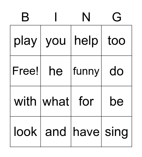Grade 1 High Frequency Lessons 1-3 Bingo Card