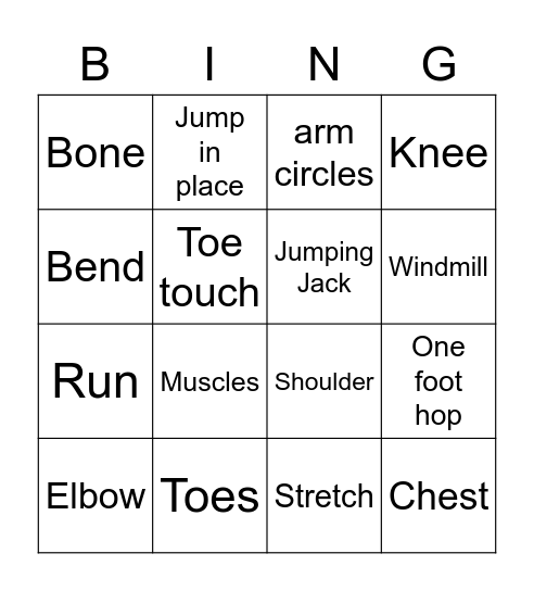 Feeling fit Bingo Card