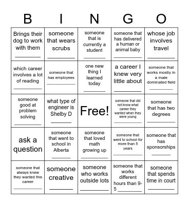 Education Week - Career Fair Bingo Card