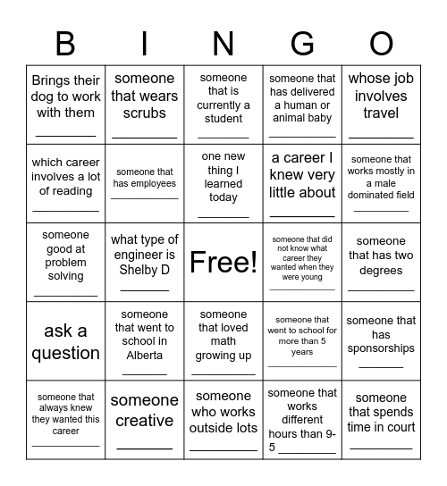 Education Week - Career Fair Bingo Card
