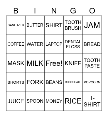 things Bingo Card