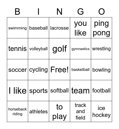 Los Deportes Bingo Card