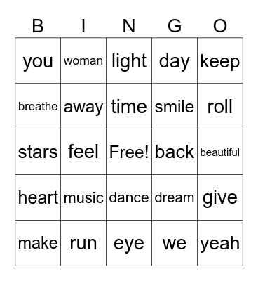 Song Bingo Card