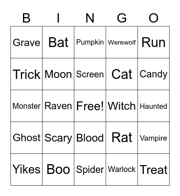 Halloween Bingo Card